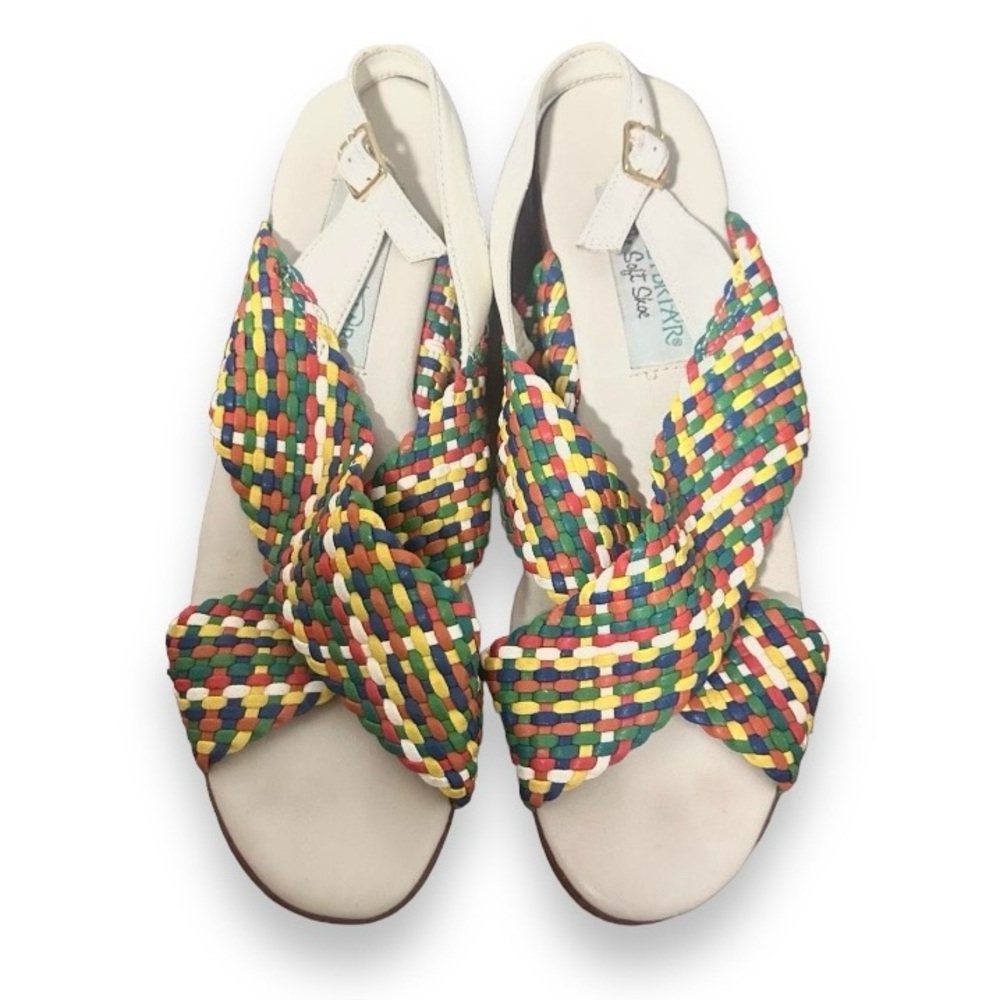 Vintage 90s Sweetbriar Rainbow Braid Strappy Slingback Sandals Women’s Size 8